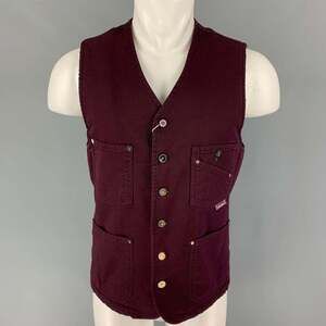 BERNA Burgundy Cotton Patch Pocket Vest